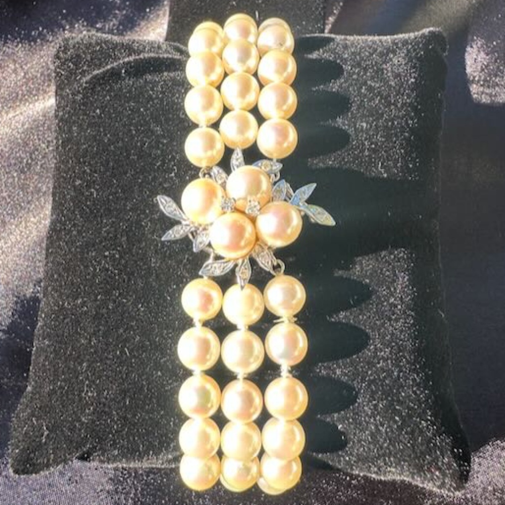 Diamond & Pearl Station Bracelet